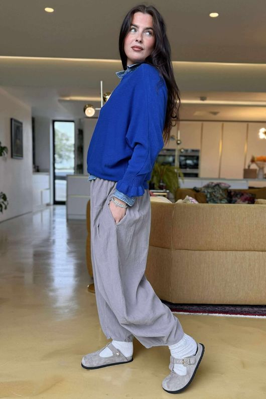 Conrad Batwing Ruffle Cuff Knit Lapis